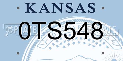 0TS548 Kansas License Plate