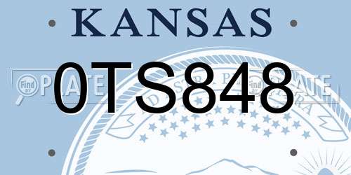 0TS848 Kansas License Plate