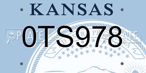 0TS978 Kansas License Plate