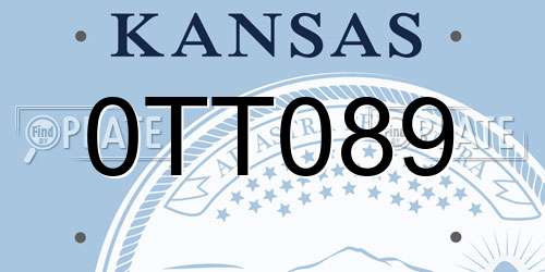 0TT089 Kansas License Plate
