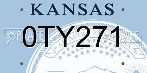 0TY271 Kansas License Plate
