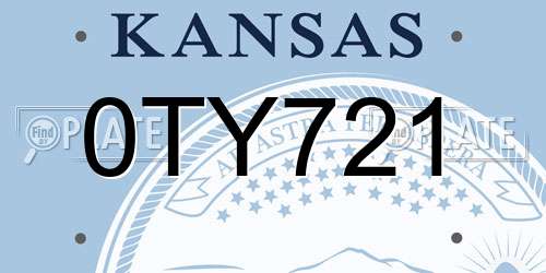 0TY721 Kansas License Plate