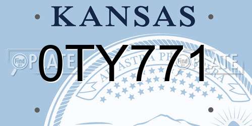 0TY771 Kansas License Plate