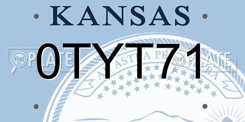 0TYT71 Kansas License Plate
