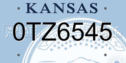 0TZ6545 Kansas License Plate