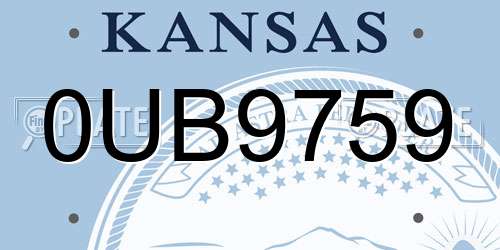 0UB9759 Kansas License Plate