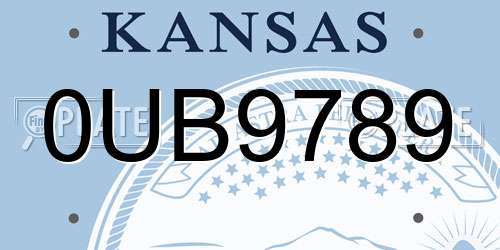 0UB9789 Kansas License Plate