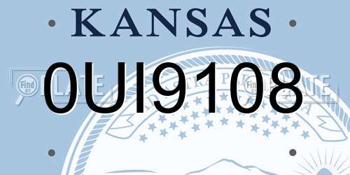 0UI9108 Kansas License Plate