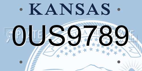 0US9789 Kansas License Plate