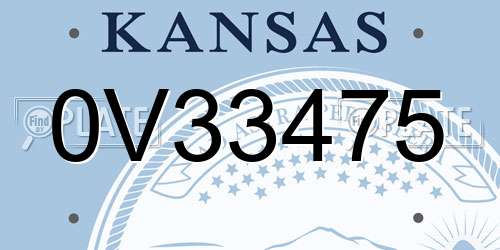 0V33475 Kansas License Plate