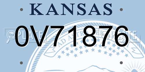 0V71876 Kansas License Plate