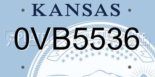 0VB5536 Kansas License Plate