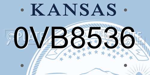 0VB8536 Kansas License Plate