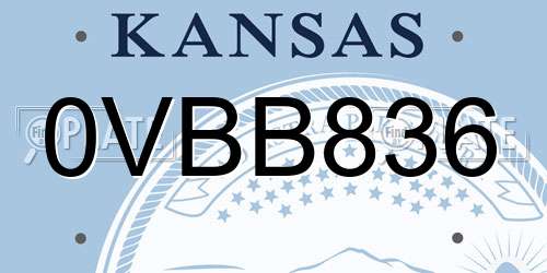 0VBB836 Kansas License Plate
