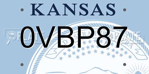 0VBP87 Kansas License Plate