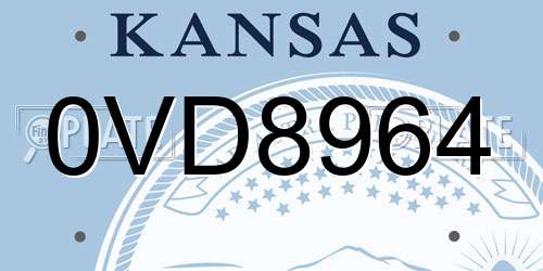 0VD8964 Kansas License Plate