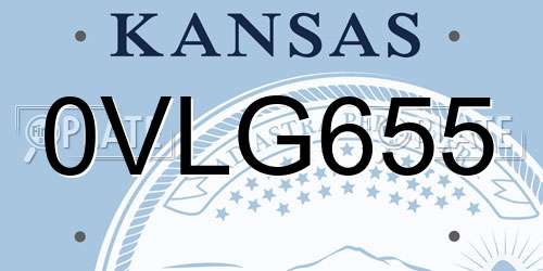0VLG655 Kansas License Plate