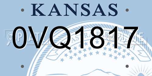 0VQ1817 Kansas License Plate