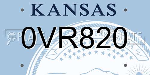 0VR820 Kansas License Plate