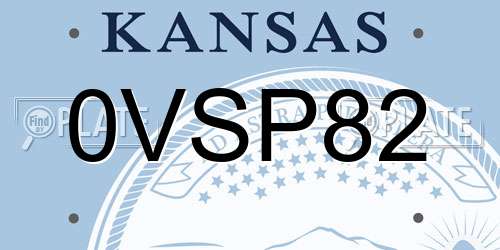 0VSP82 Kansas License Plate