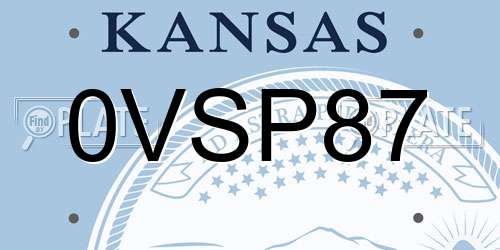 0VSP87 Kansas License Plate