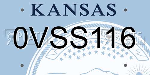 0VSS116 Kansas License Plate