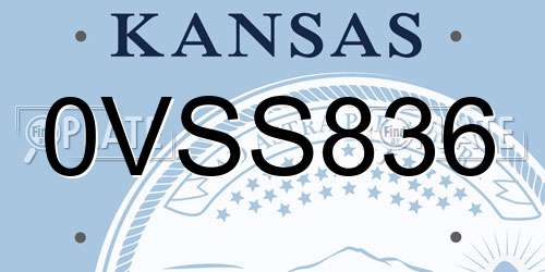 0VSS836 Kansas License Plate