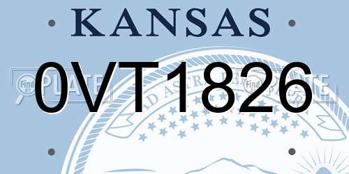 0VT1826 Kansas License Plate