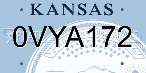 0VYA172 Kansas License Plate