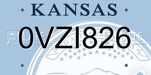 0VZI826 Kansas License Plate