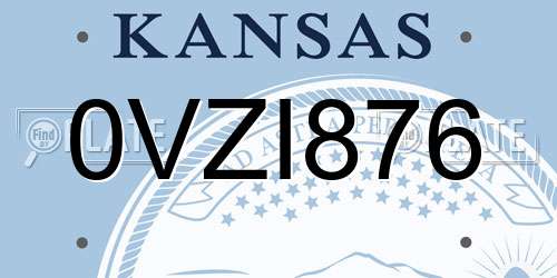 0VZI876 Kansas License Plate