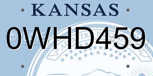 0WHD459 Kansas License Plate