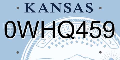 0WHQ459 Kansas License Plate