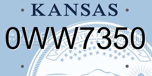 0WW7350 Kansas License Plate