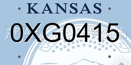 0XG0415 Kansas License Plate