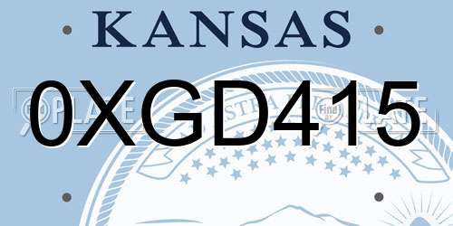 0XGD415 Kansas License Plate