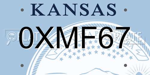 0XMF67 Kansas License Plate