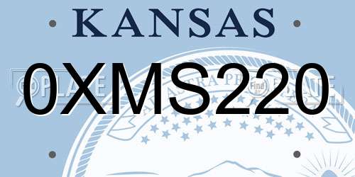 0XMS220 Kansas License Plate