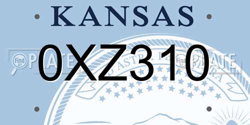 0XZ310 Kansas License Plate