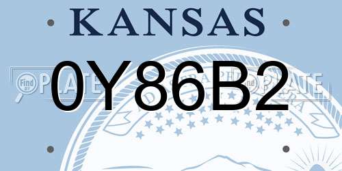 0Y86B2 Kansas License Plate