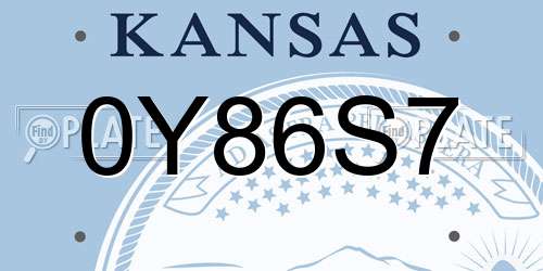 0Y86S7 Kansas License Plate