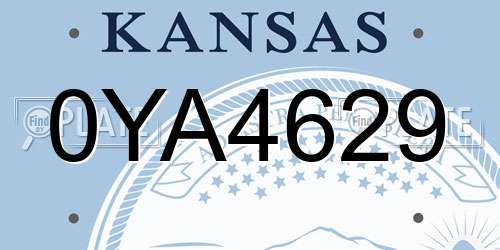 0YA4629 Kansas License Plate