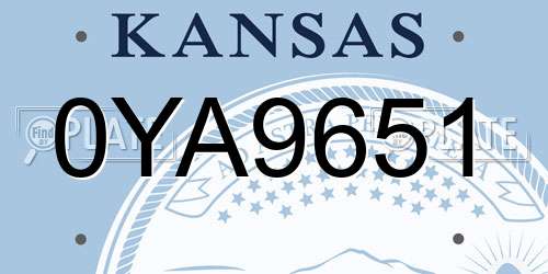 0YA9651 Kansas License Plate