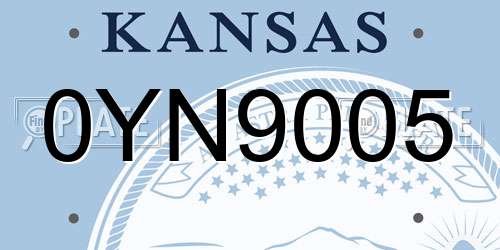 0YN9005 Kansas License Plate