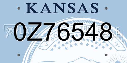 0Z76548 Kansas License Plate