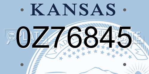0Z76845 Kansas License Plate