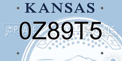 0Z89T5 Kansas License Plate