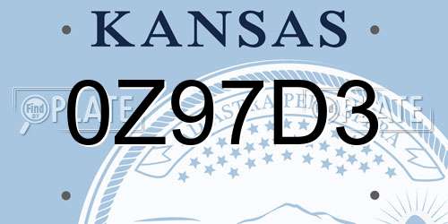 0Z97D3 Kansas License Plate