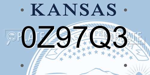 0Z97Q3 Kansas License Plate