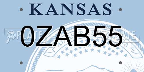 0ZAB55 Kansas License Plate